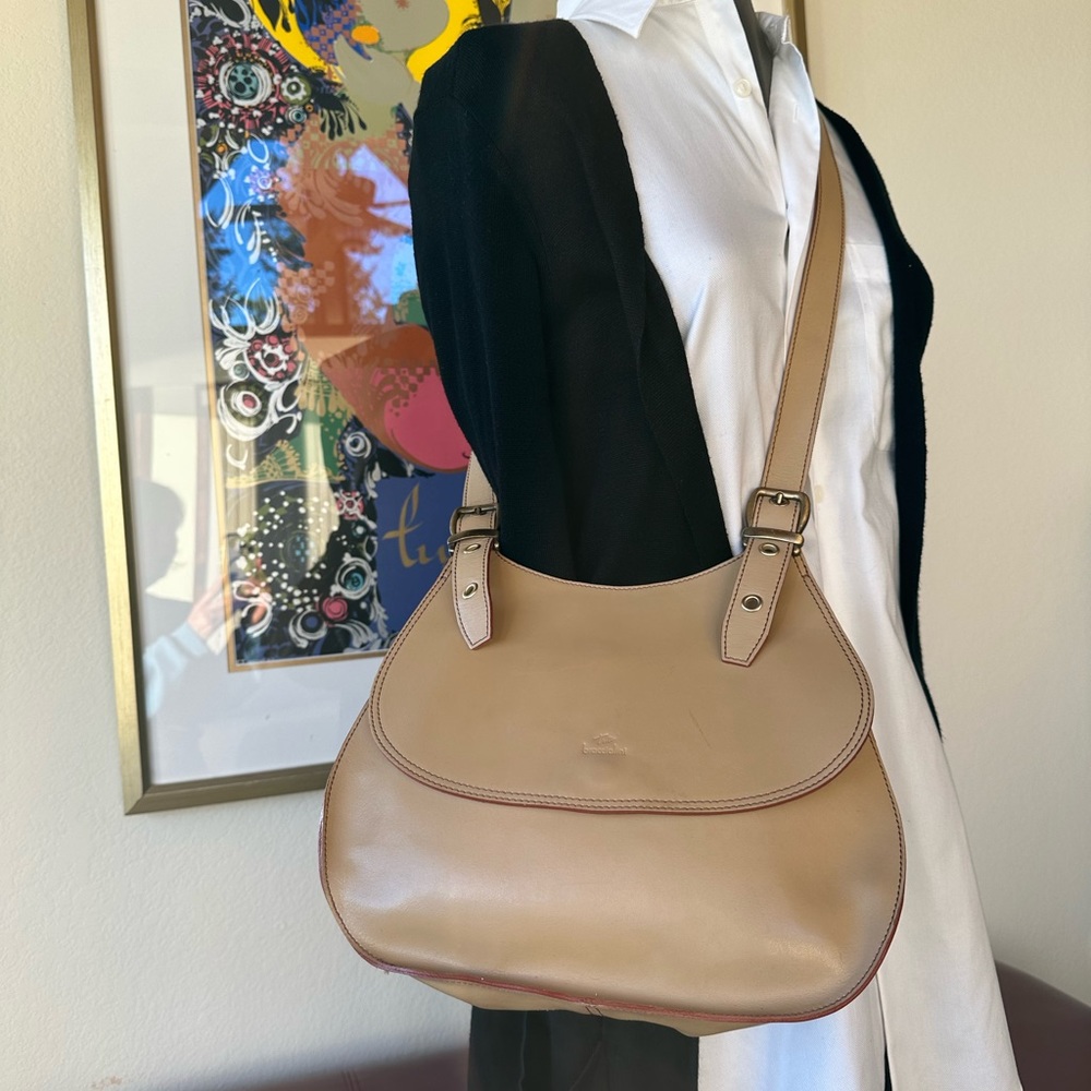 Beautiful Vintage Tua Braccialini Tan Leather Saddlebag